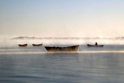 Boats in mist