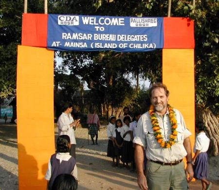 Dr Max Finlayson of the Environmental Research Institute of the Supervising Scientist, Australia, serving as an expert consultant to the Ramsar Advisory Mission to Chilika Lake, India, in 2001.